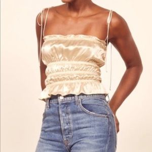 Never worn Reformation Silk Viviana Cropped Top